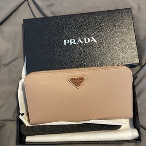 Prada Saffiano Wallet Beige